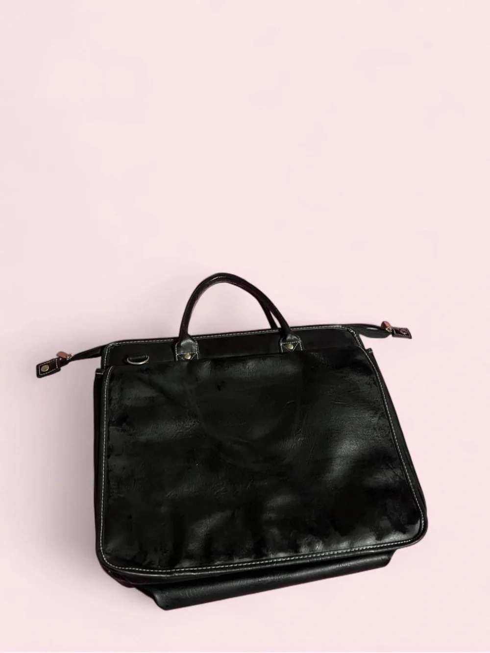 Black Leather Top-Handle Women's Bag - Classic Chic
